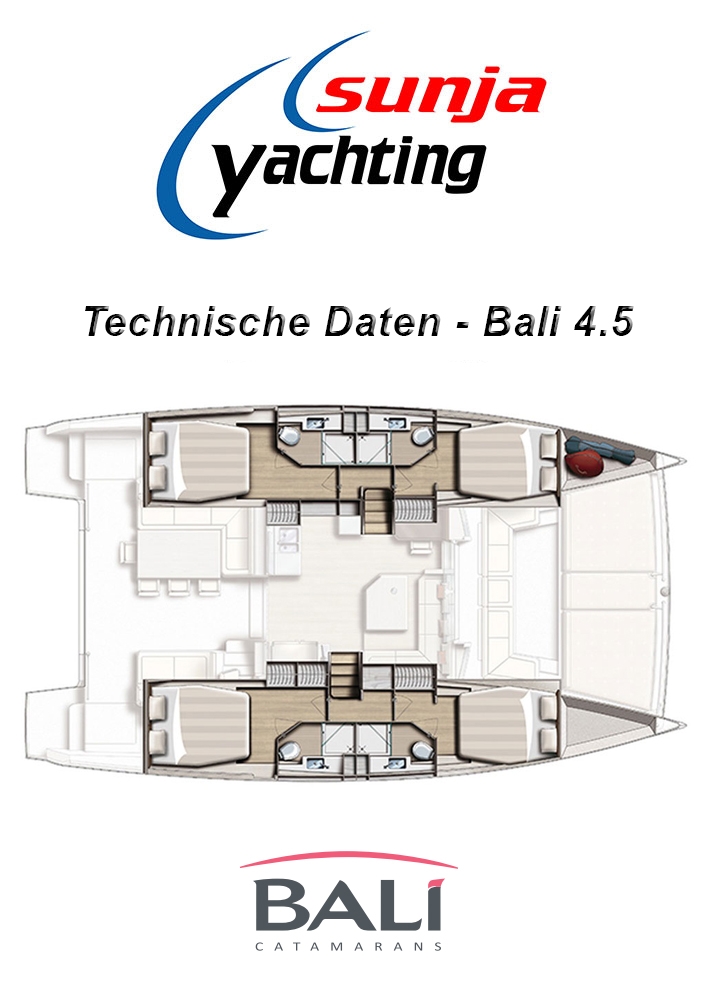 Technische Daten - Bali 4.5 Katamaran Yacht